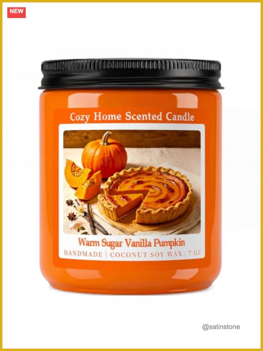 Fall Scented Candle 7oz Coconut Soy Wax Vanilla Pumpkin
